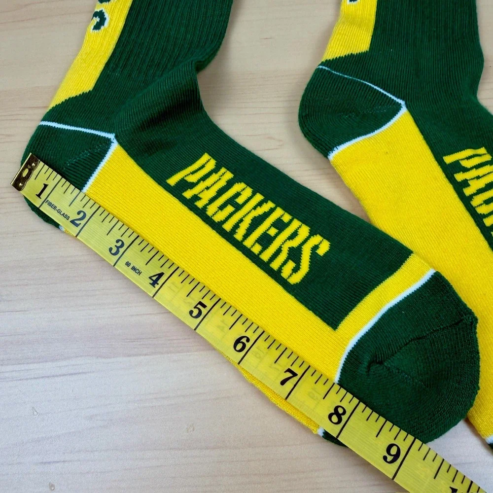 Green Bay Packers Crew Socks NFL Football Green Gold Logo Athletic Mens One Size